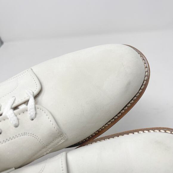 Mark Shale Mens Size 9.5 White Leather Oxford Dress Shoes Lace Up Almond Toe - Picture 14 of 14